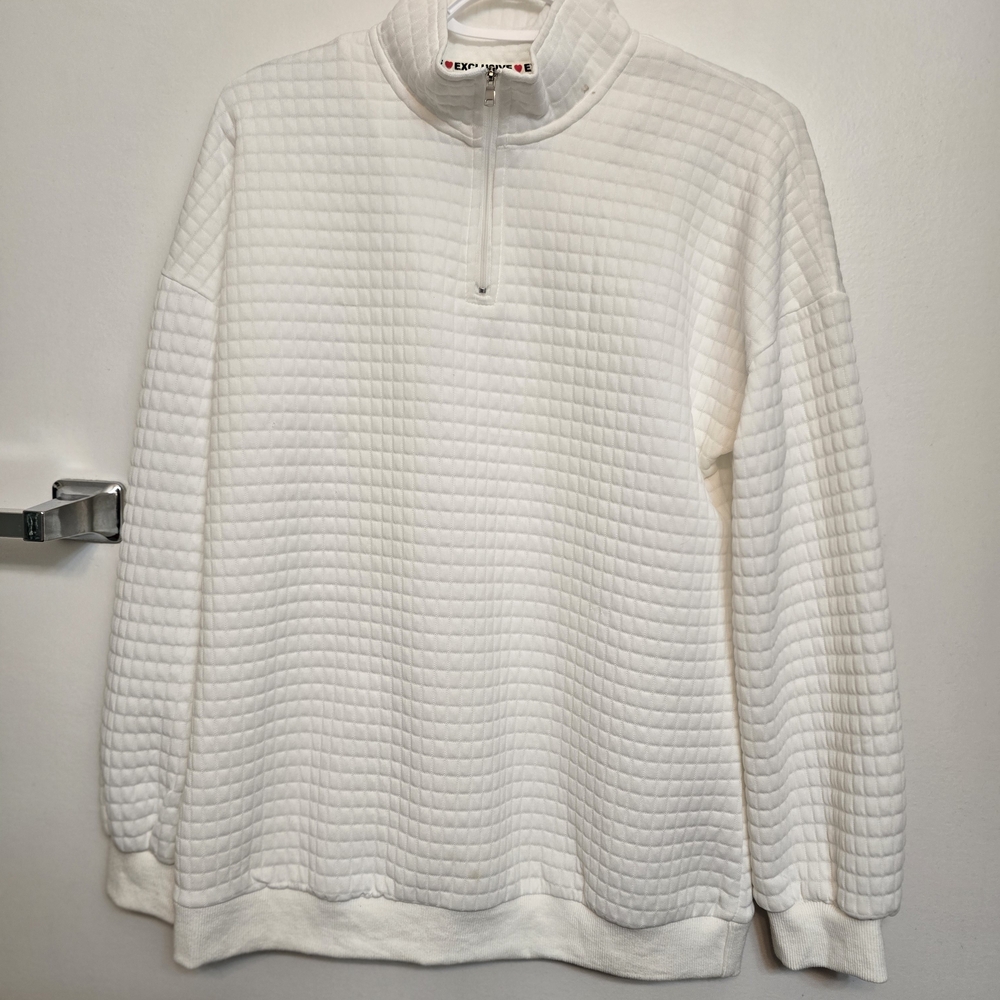 Men's White Quilted Sweater